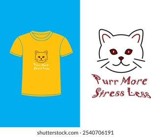 Purr More, Stress Less! Logo, icon, symbol, vector, T-shirt, eps