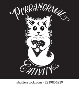 Purranormal cativity halloween vector illustration ghost spirit cat character