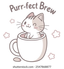 Purr-fect Brew vector flat design