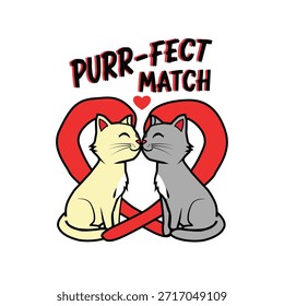Purr-fect Match: Two affectionate cats sharing a sweet kiss, a testament to the idea of an adorable connection, embodying love and companionship.