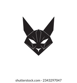 Purrfectly Mysterious Flat Vector Icon Black Cat Skull Design, Minimalistic and Simple, Ideal for Logos on a Clean White Background