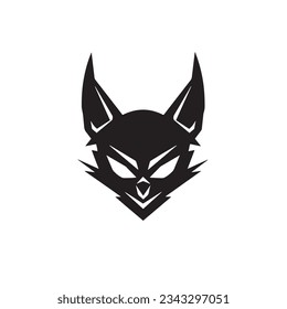Purrfectly Mysterious Flat Vector Icon Black Cat Skull Design, Minimalistic and Simple, Ideal for Logos on a Clean White Background