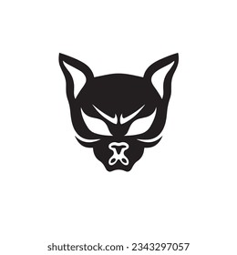 Purrfectly Mysterious Flat Vector Icon Black Cat Skull Design, Minimalistic and Simple, Ideal for Logos on a Clean White Background