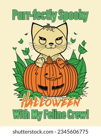 Halloween verdaderamente espeluznante con mi equipo felino, camiseta de Halloween Diseño