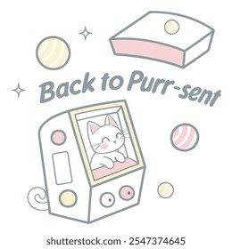 Purr-sent Time Travel Vector Design