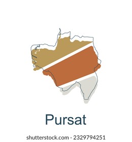 Pursat map. High detailed Provinces of Cambodia map vector illustration on white background