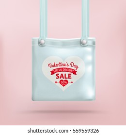 Purse bag with heart on the pink background. Eps 10 vector file.