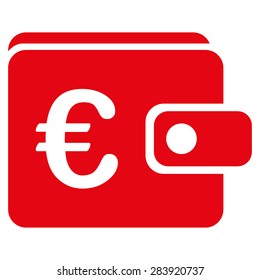 Purse from BiColor Euro Banking Icon Set. Vector style: flat, red symbol, rounded angles, white background.