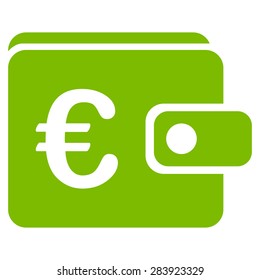 Purse from BiColor Euro Banking Icon Set. Vector style: flat, eco green symbol, rounded angles, white background.