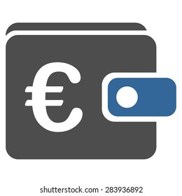 Purse from BiColor Euro Banking Icon Set. Vector style: flat bicolor, cobalt and gray symbol, rounded angles, white background.