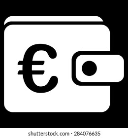 Purse from BiColor Euro Banking Icon Set. Vector style: flat, white symbol, rounded angles, black background.