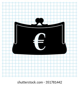 Purse - black vector icon