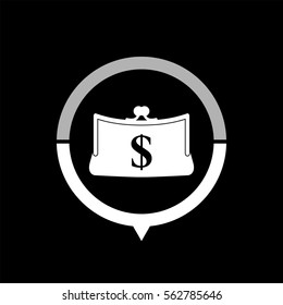 Purse -  black vector icon