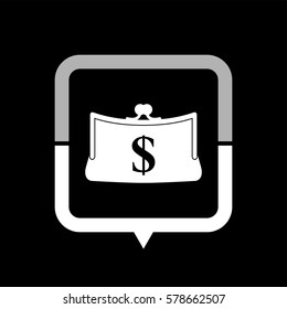 Purse -  black vector icon