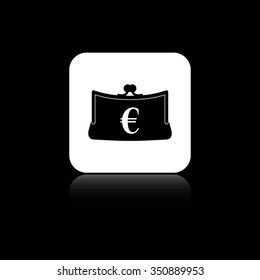 Purse - black vector icon on the white button