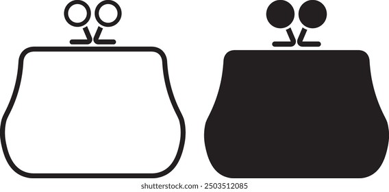 purse coin outline black vector design