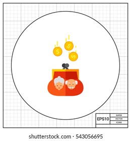 Purse with Coins as Pension Concept Icon