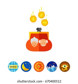 Purse with Coins as Pension Concept Icon