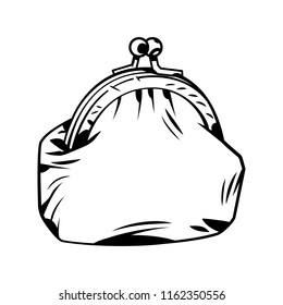 Purse in comic style. Vector cartoon illustration