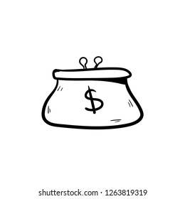 purse doodle icon vector 