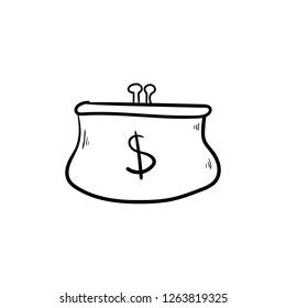 purse doodle icon vector 
