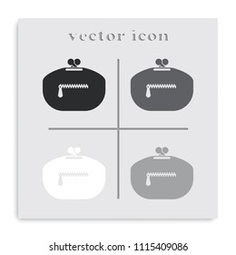 Purse flat black and white vector icon.