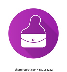 Purse flat design long shadow glyph icon. Women's handbag. Vector silhouette illustration