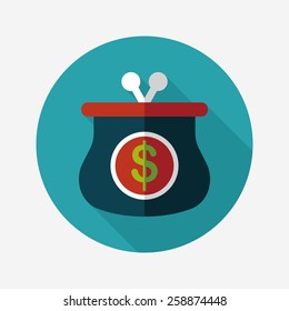 purse flat icon with long shadow,eps10