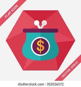 purse flat icon with long shadow,eps10