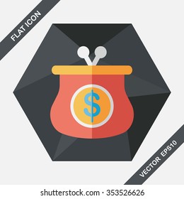 purse flat icon with long shadow,eps10