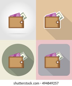 purse flat icons vector illustration isolated on background