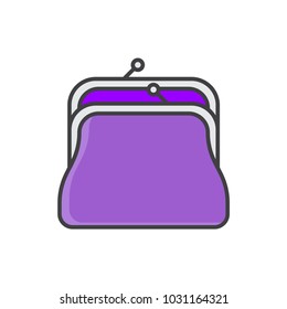 Purse flat line colored icon.