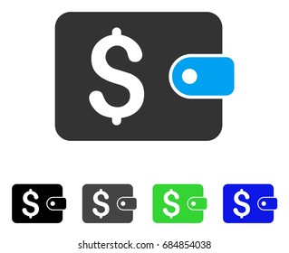 Purse flat vector pictograph. Colored purse gray, black, blue, green pictogram variants. Flat icon style for application design.