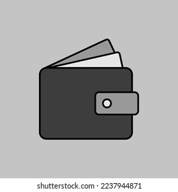 Purse grayscale icon vector. Money sign Isolated. Pay, online mobile payment, bill, payment, salary, shopping concept. E-commerce