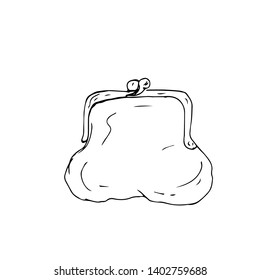 Purse. Hand drawn sketch. Vector illustration.