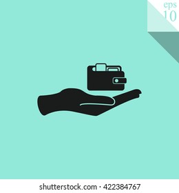 Purse and hand Icon. 