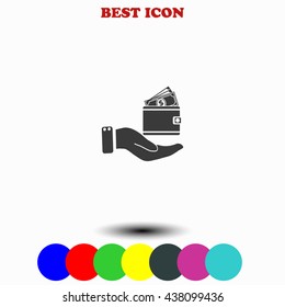 Purse in hand icon.