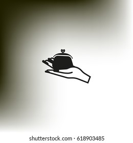 purse, hand, icon