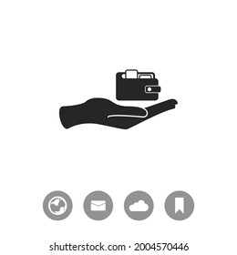 Purse and hand vector icon.
