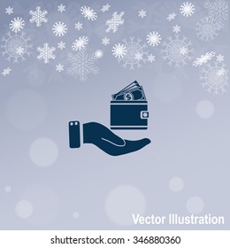 Purse and hand vector icon.