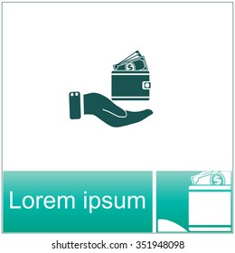 Purse and hand vector icon.