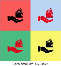 Purse in hand vector  icon.