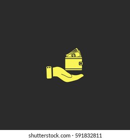 Purse in hand vector  icon.