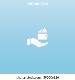 Purse in hand vector  icon.