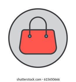 Purse handbag filled outline icon, round colorful vector sign, circular pictogram. Symbol, logo illustration