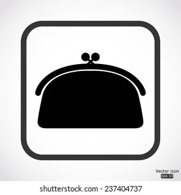 purse icon - black vector illustration