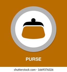 Purse icon with coins. Flat design. Vector illustration handbag with coins icon