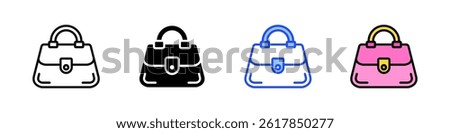 Purse Icon Collection With Multiple Styles