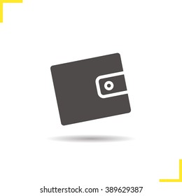 Purse icon. Drop shadow wallet silhouette symbol. Leather men's fashion accessory. Cash money and credit cards case. Purse logo concept. Vector men's wallet isolated illustration
