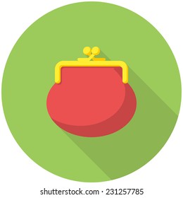 Purse icon (flat design with long shadows)